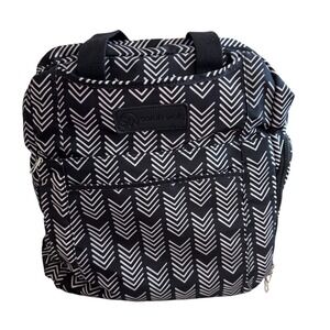 Sarah Wells Kelly Breast Pump Bag Backpack Black White Chevron Insulated